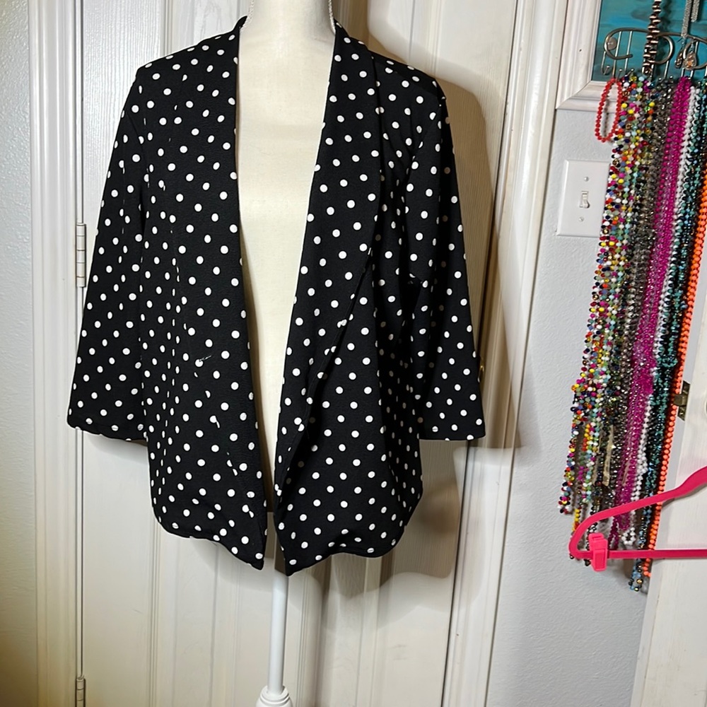 Black and white polka dot blazer